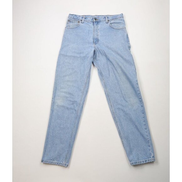 Vintage 90s Carhartt Mens 34x34 Faded Spell Out Relaxed Fit Denim Jeans USA Blue